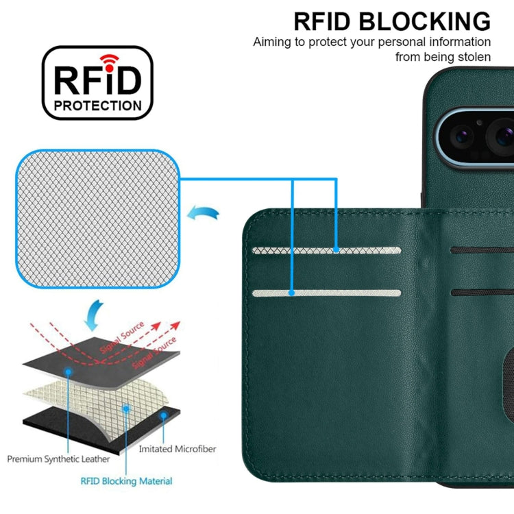 For Google Pixel 9 / 9 Pro Rhombic Texture Card Bag RFID Phone Case with Long Lanyard