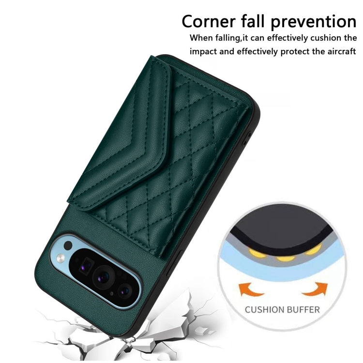 For Google Pixel 9 / 9 Pro Rhombic Texture Card Bag RFID Phone Case with Long Lanyard