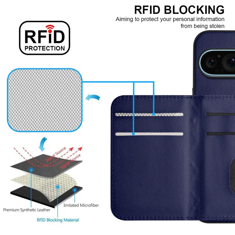 For Google Pixel 9 / 9 Pro Rhombic Texture Card Bag RFID Phone Case with Long Lanyard
