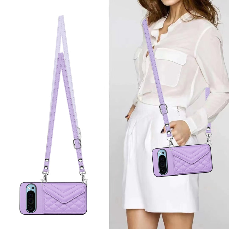 For Google Pixel 9 / 9 Pro Rhombic Texture Card Bag RFID Phone Case with Long Lanyard