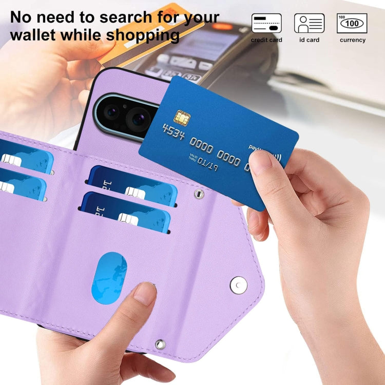 For Google Pixel 9 / 9 Pro Rhombic Texture Card Bag RFID Phone Case with Long Lanyard