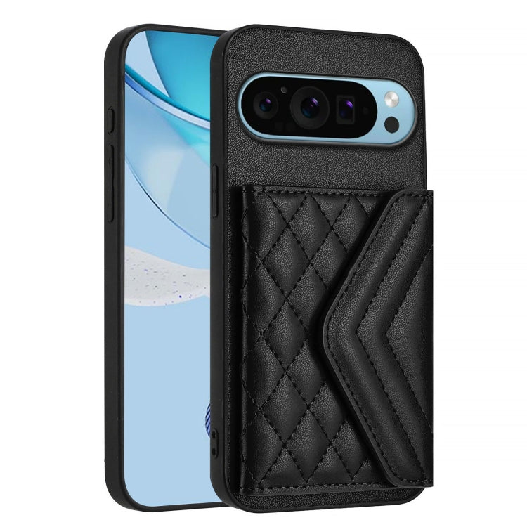 For Google Pixel 9 / 9 Pro Rhombic Texture Card Bag RFID Phone Case with Long Lanyard