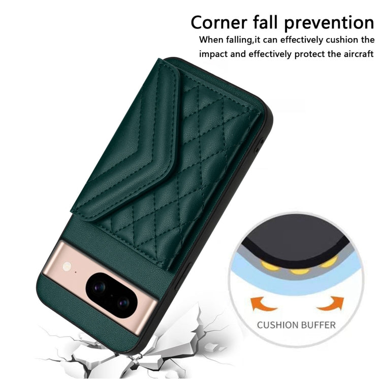 For Google Pixel 8a Rhombic Texture Card Bag RFID Phone Case with Long Lanyard