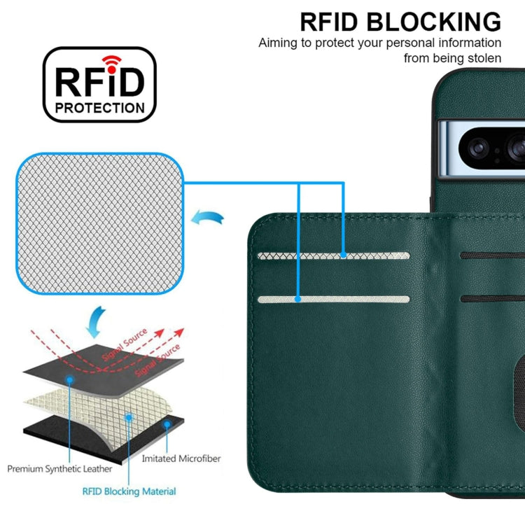 For Google Pixel 8 Pro Rhombic Texture Card Bag RFID Phone Case with Long Lanyard