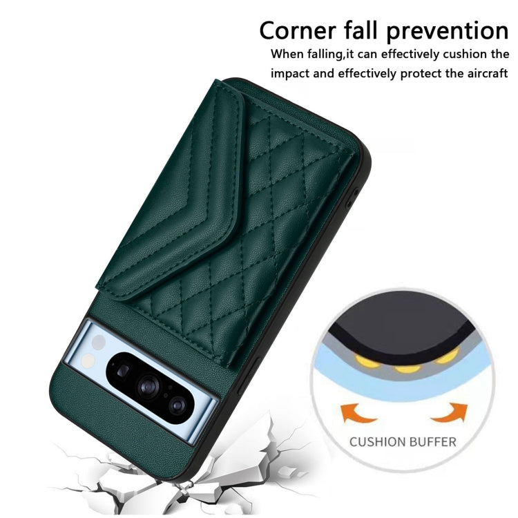 For Google Pixel 8 Pro Rhombic Texture Card Bag RFID Phone Case with Long Lanyard
