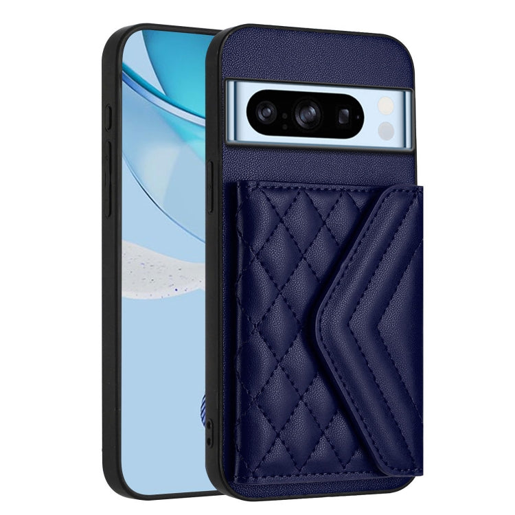 For Google Pixel 8 Pro Rhombic Texture Card Bag RFID Phone Case with Long Lanyard