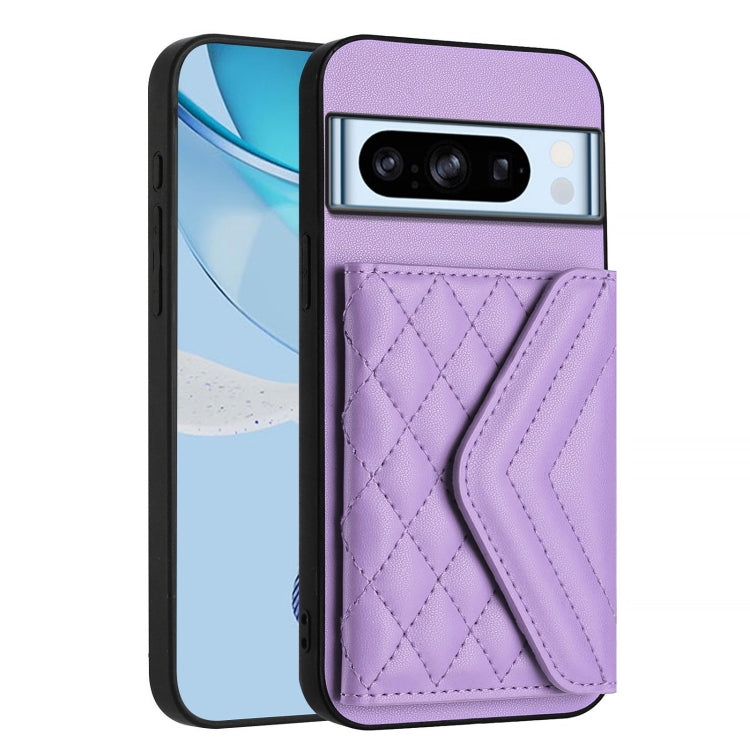 For Google Pixel 8 Pro Rhombic Texture Card Bag RFID Phone Case with Long Lanyard