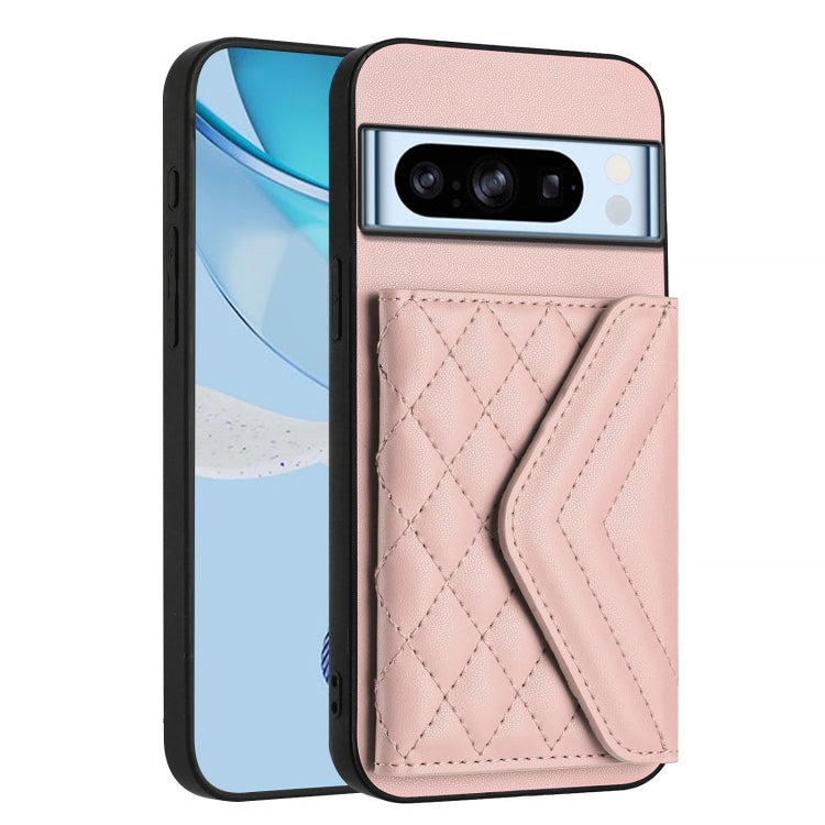 For Google Pixel 8 Pro Rhombic Texture Card Bag RFID Phone Case with Long Lanyard