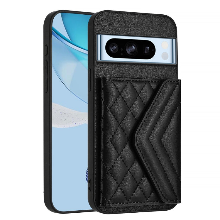 For Google Pixel 8 Pro Rhombic Texture Card Bag RFID Phone Case with Long Lanyard