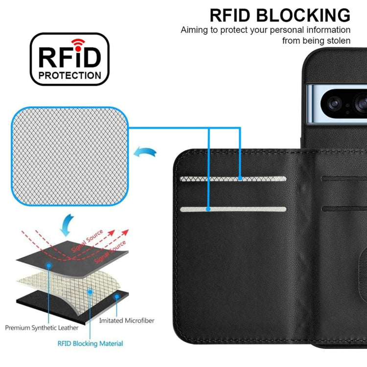 For Google Pixel 8 Pro Rhombic Texture Card Bag RFID Phone Case with Long Lanyard