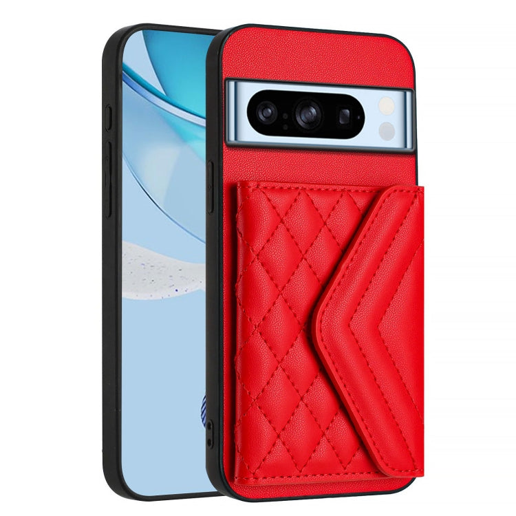 For Google Pixel 8 Pro Rhombic Texture Card Bag RFID Phone Case with Long Lanyard