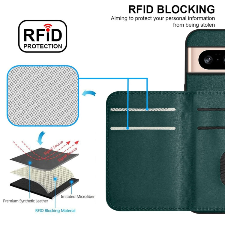 For Google Pixel 8 Rhombic Texture Card Bag RFID Phone Case with Long Lanyard