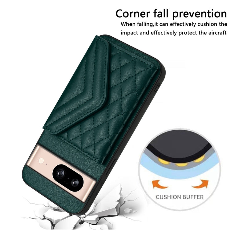 For Google Pixel 8 Rhombic Texture Card Bag RFID Phone Case with Long Lanyard