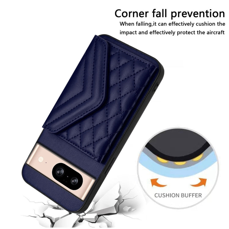 For Google Pixel 8 Rhombic Texture Card Bag RFID Phone Case with Long Lanyard