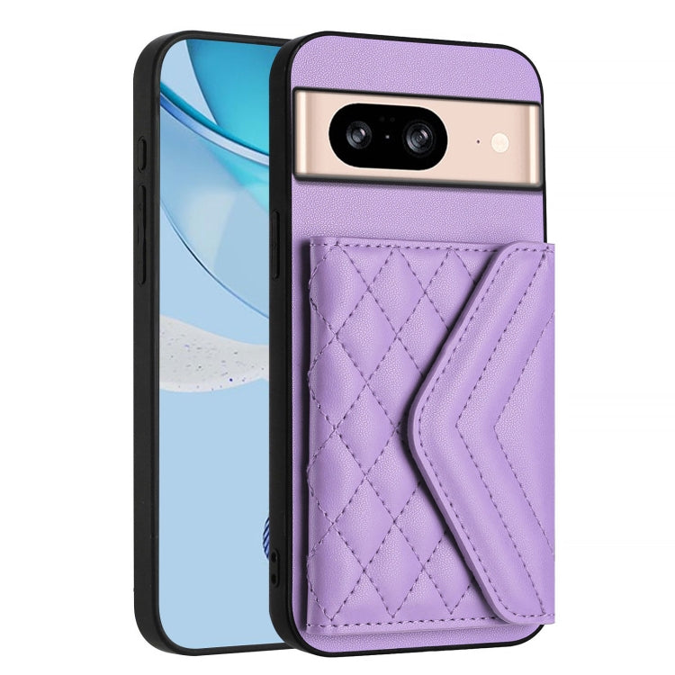 For Google Pixel 8 Rhombic Texture Card Bag RFID Phone Case with Long Lanyard