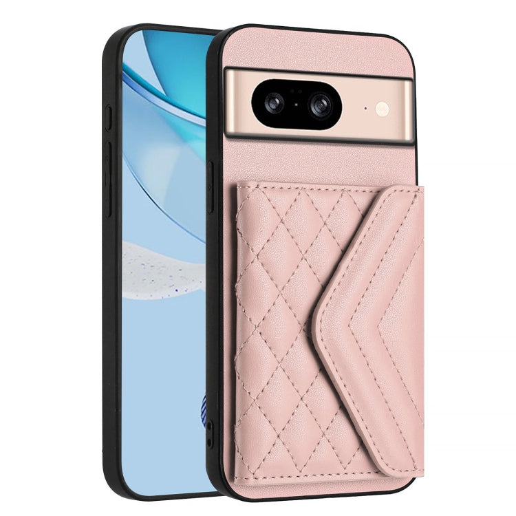 For Google Pixel 8 Rhombic Texture Card Bag RFID Phone Case with Long Lanyard