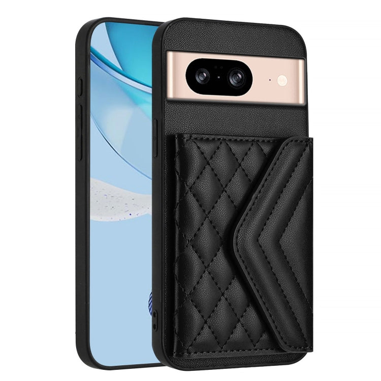 For Google Pixel 8 Rhombic Texture Card Bag RFID Phone Case with Long Lanyard