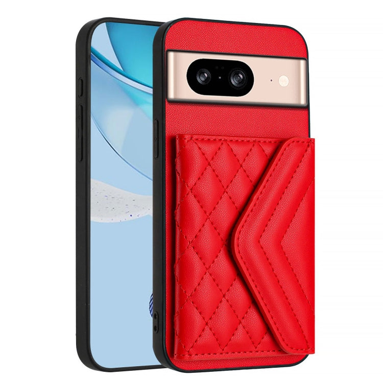 For Google Pixel 8 Rhombic Texture Card Bag RFID Phone Case with Long Lanyard