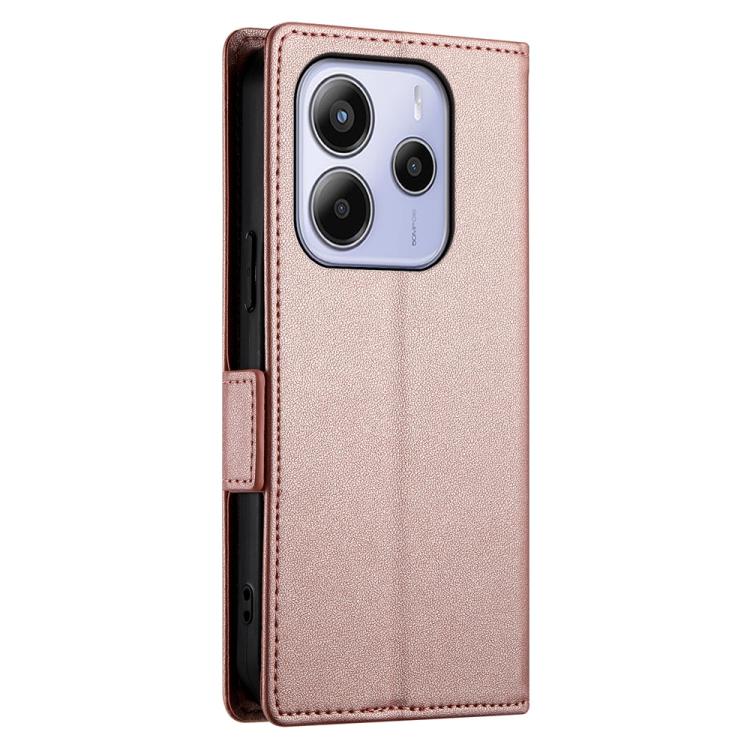 For Redmi Note 14 4G 163.25mm Global Side Buckle Magnetic Frosted Leather Phone Case