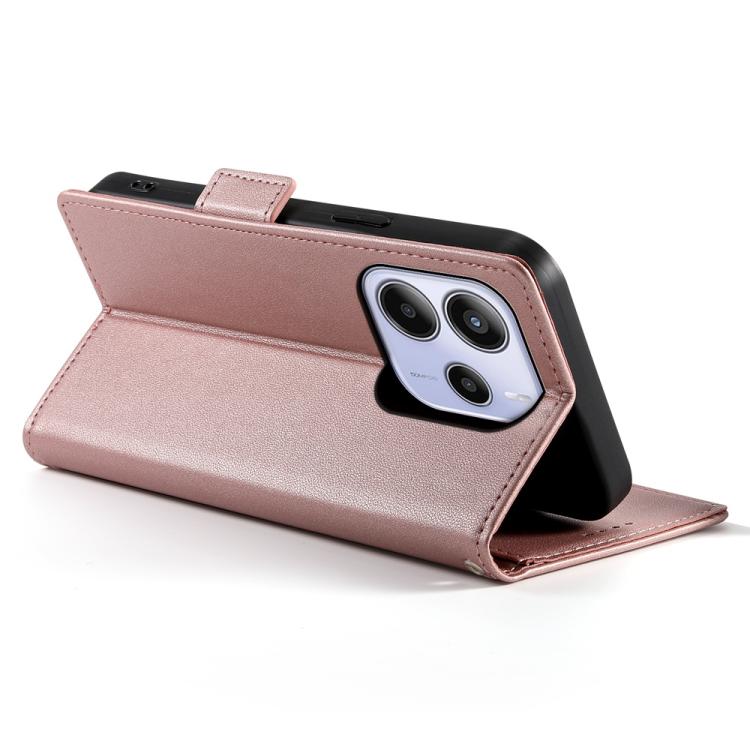 For Redmi Note 14 4G 163.25mm Global Side Buckle Magnetic Frosted Leather Phone Case