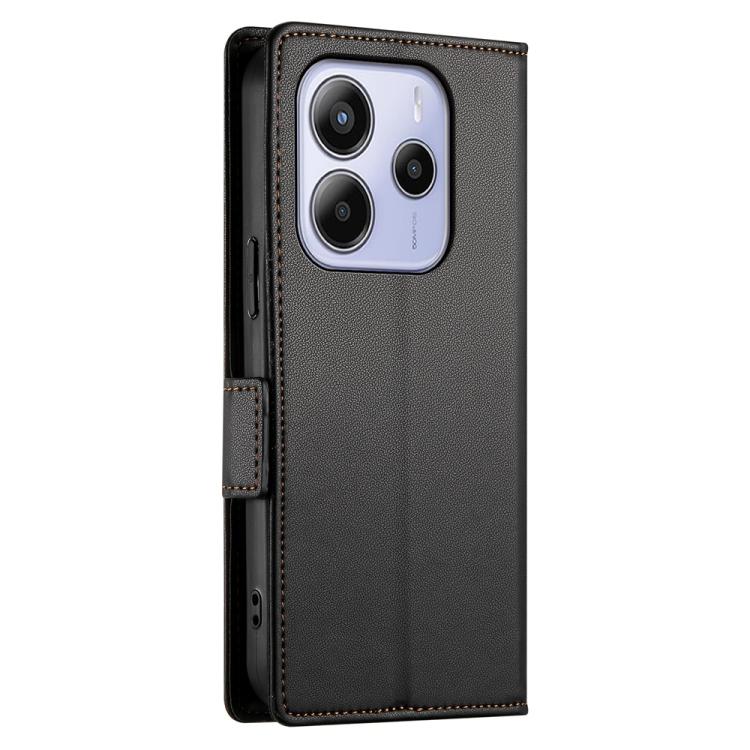 For Redmi Note 14 4G 163.25mm Global Side Buckle Magnetic Frosted Leather Phone Case