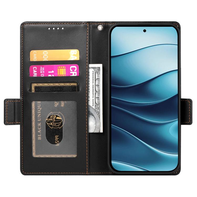 For Redmi Note 14 4G 163.25mm Global Side Buckle Magnetic Frosted Leather Phone Case