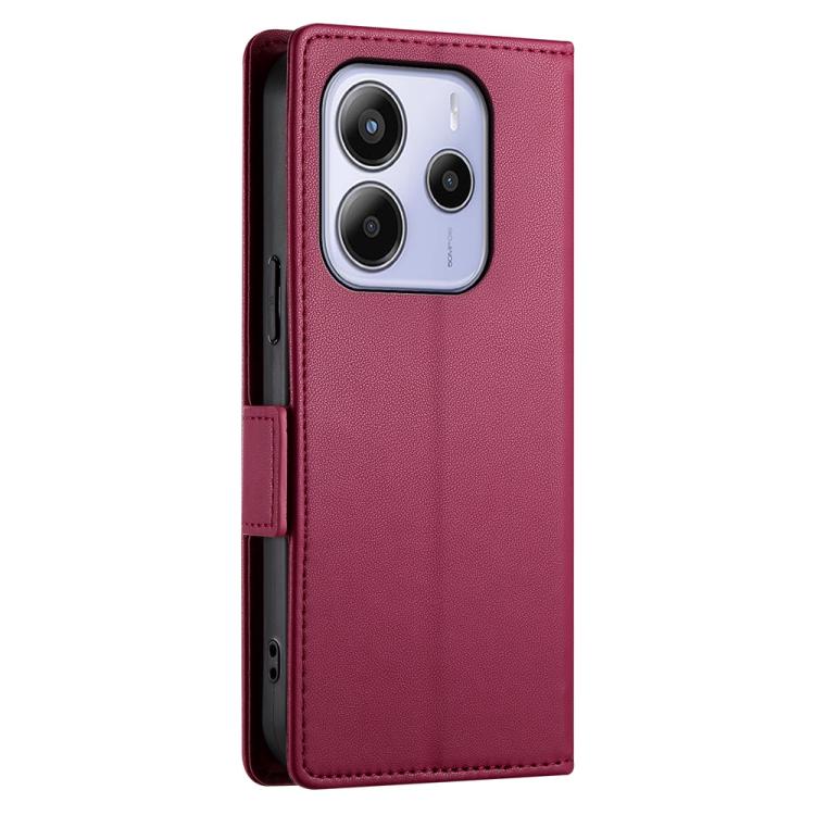 For Redmi Note 14 4G 163.25mm Global Side Buckle Magnetic Frosted Leather Phone Case