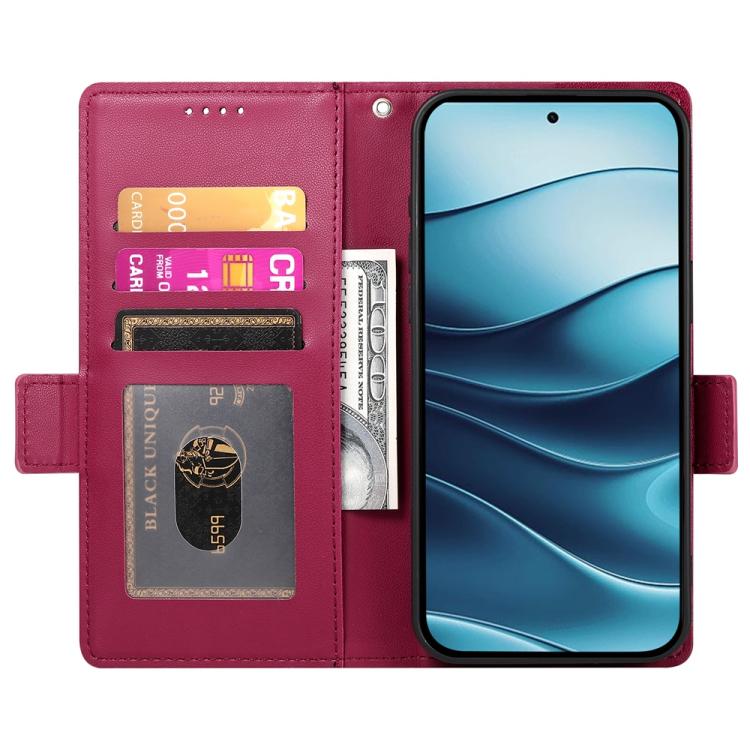 For Redmi Note 14 4G 163.25mm Global Side Buckle Magnetic Frosted Leather Phone Case