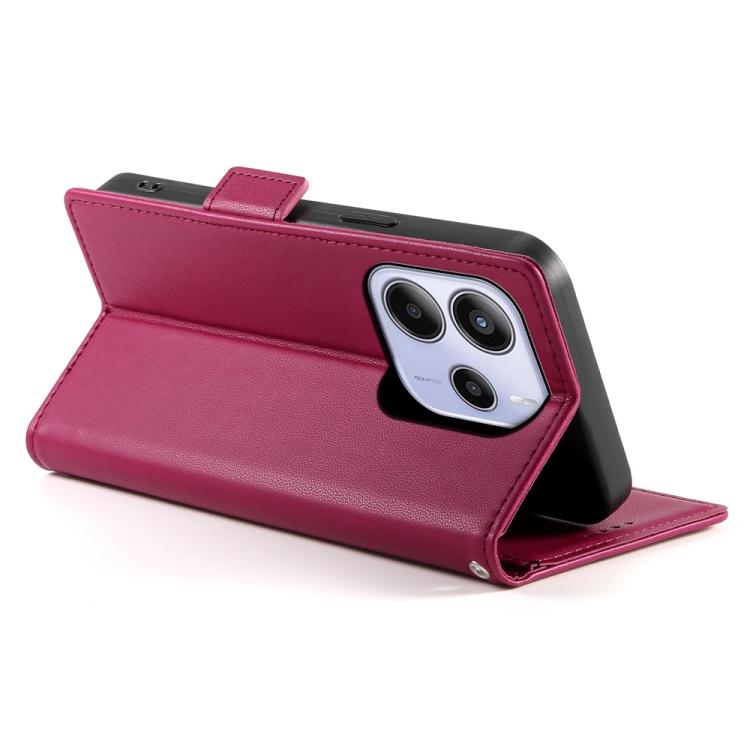 For Redmi Note 14 4G 163.25mm Global Side Buckle Magnetic Frosted Leather Phone Case