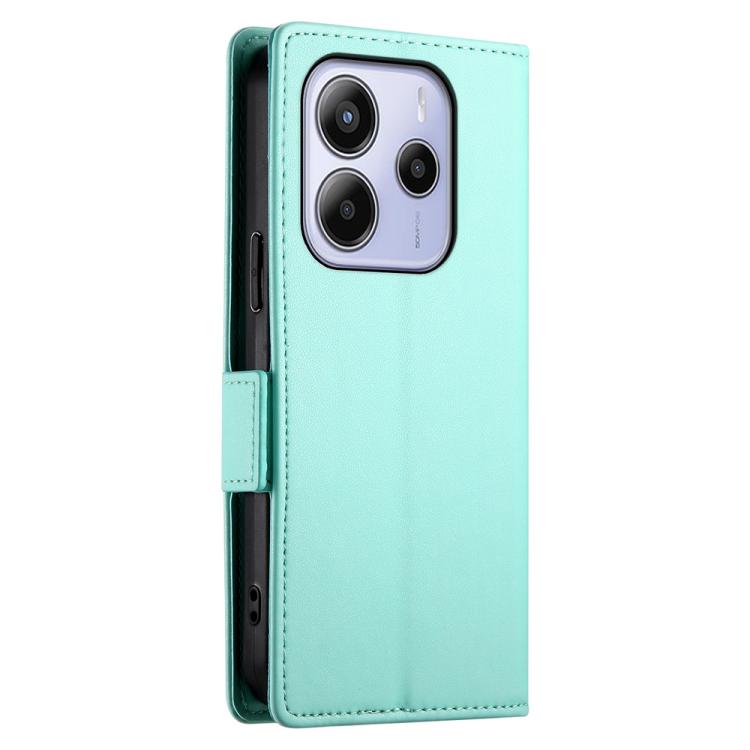 For Redmi Note 14 4G 163.25mm Global Side Buckle Magnetic Frosted Leather Phone Case