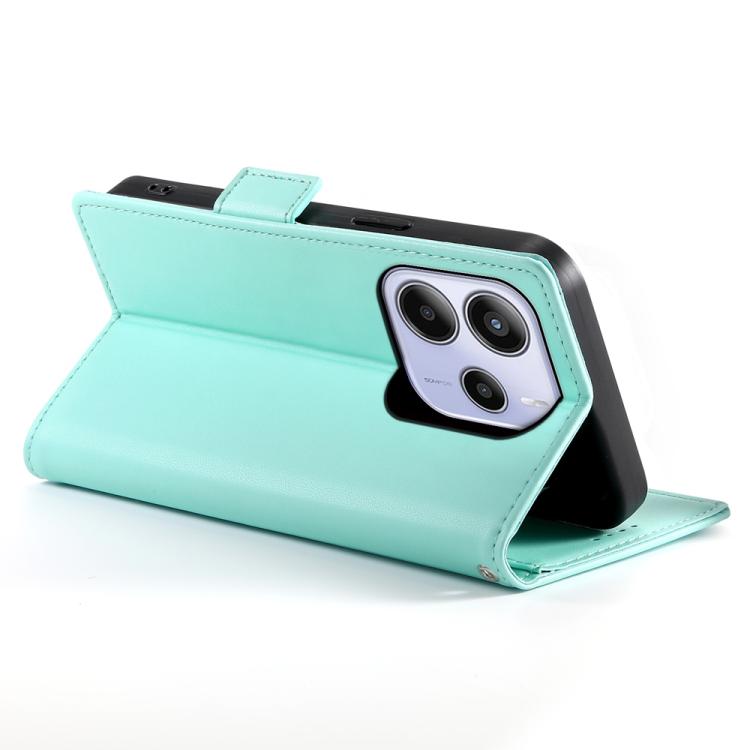 For Redmi Note 14 4G 163.25mm Global Side Buckle Magnetic Frosted Leather Phone Case