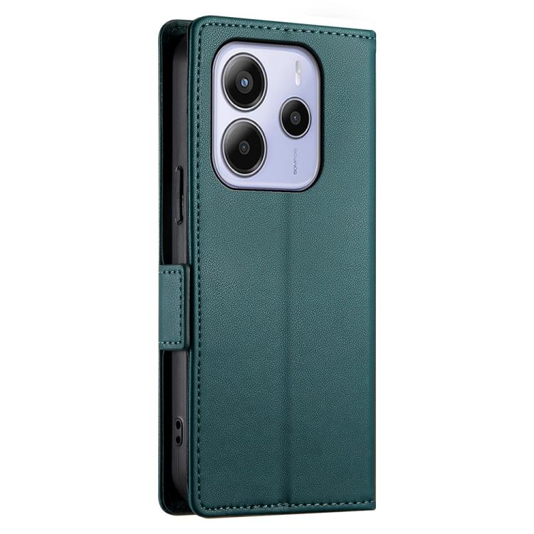 For Redmi Note 14 4G 163.25mm Global Side Buckle Magnetic Frosted Leather Phone Case