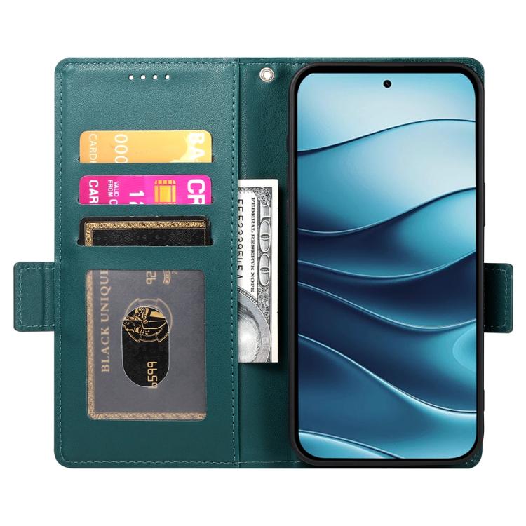 For Redmi Note 14 4G 163.25mm Global Side Buckle Magnetic Frosted Leather Phone Case