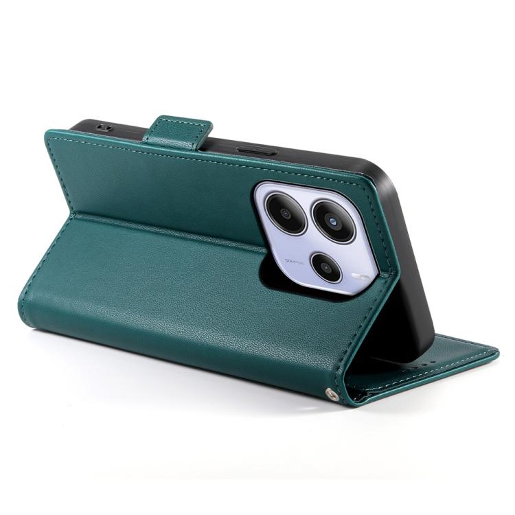For Redmi Note 14 4G 163.25mm Global Side Buckle Magnetic Frosted Leather Phone Case