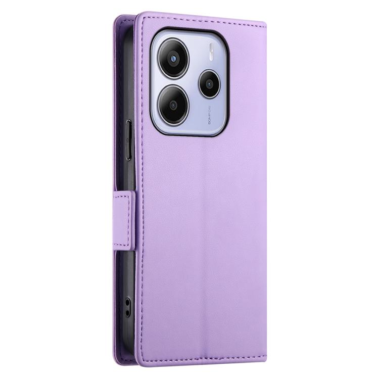 For Redmi Note 14 4G 163.25mm Global Side Buckle Magnetic Frosted Leather Phone Case