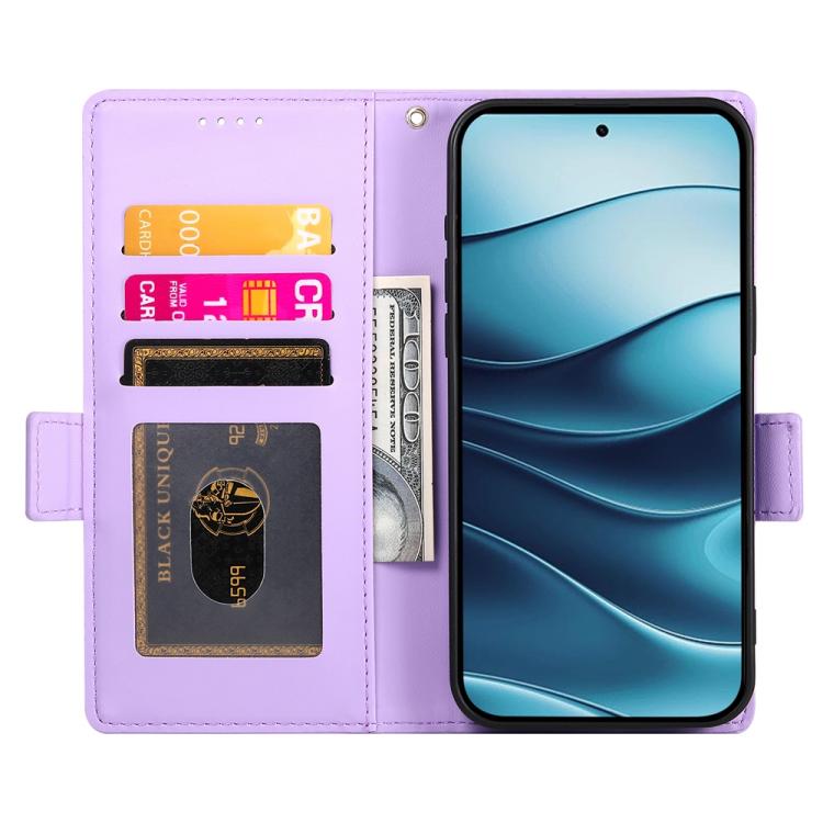 For Redmi Note 14 4G 163.25mm Global Side Buckle Magnetic Frosted Leather Phone Case