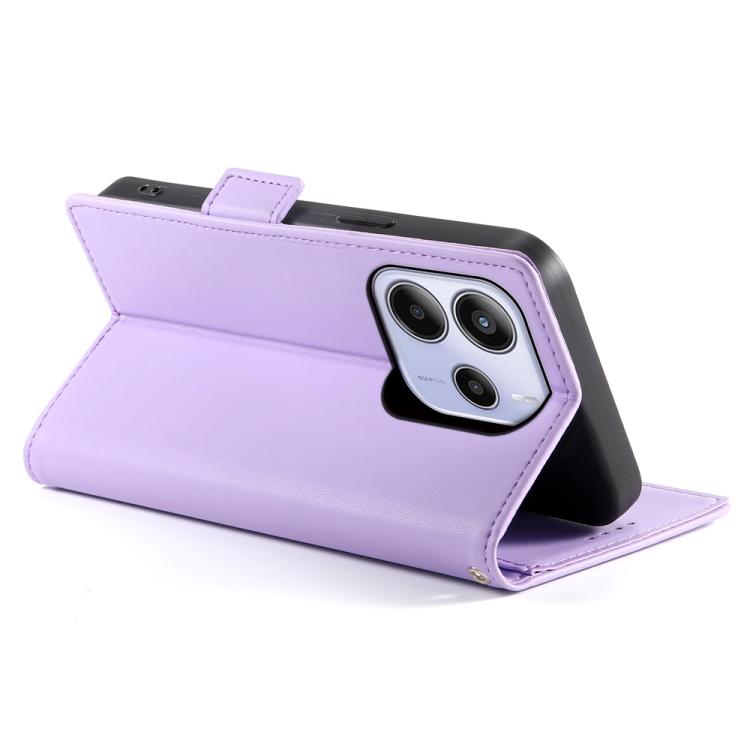 For Redmi Note 14 4G 163.25mm Global Side Buckle Magnetic Frosted Leather Phone Case