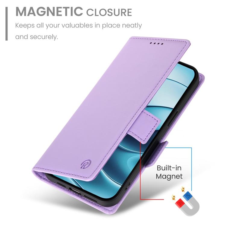 For Redmi Note 14 4G 163.25mm Global Side Buckle Magnetic Frosted Leather Phone Case