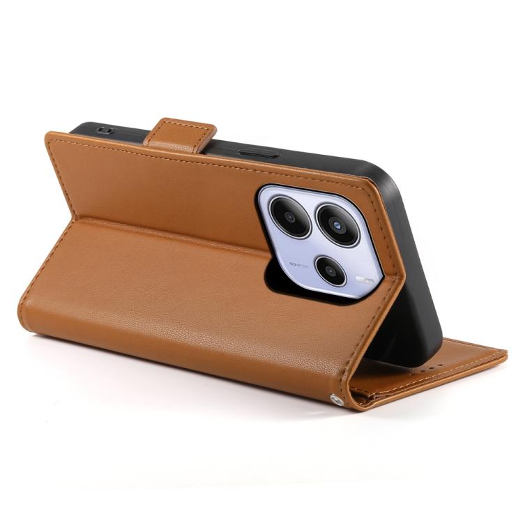 For Redmi Note 14 4G 163.25mm Global Side Buckle Magnetic Frosted Leather Phone Case