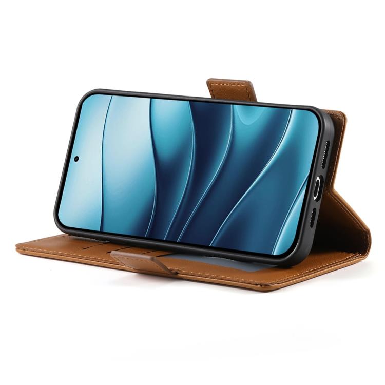 For Redmi Note 14 4G 163.25mm Global Side Buckle Magnetic Frosted Leather Phone Case