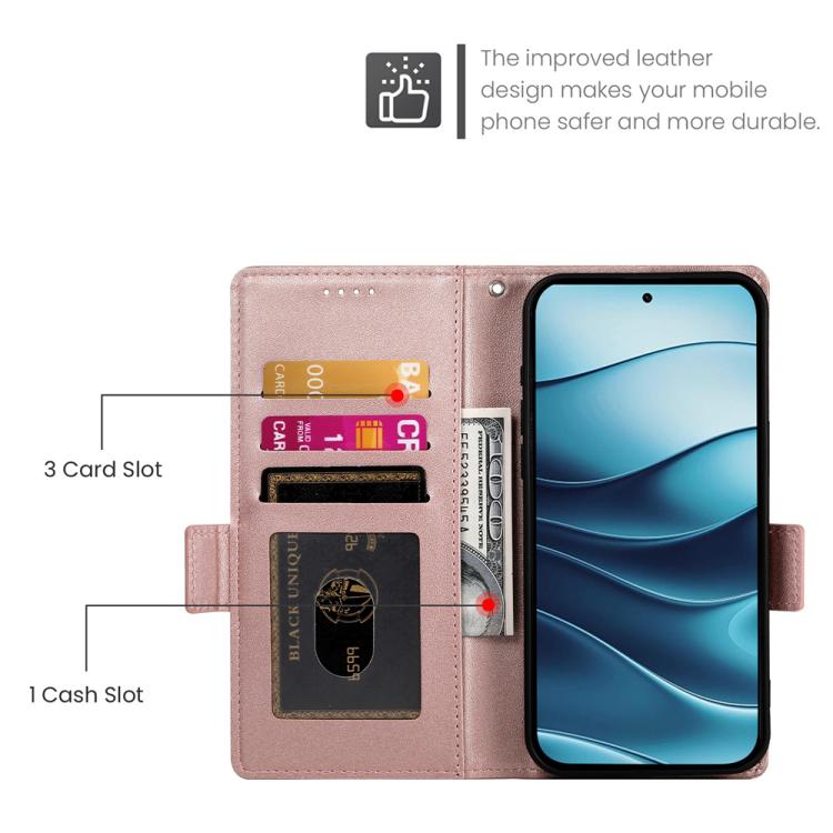 For Redmi Note 14 4G 164.84mm Side Buckle Magnetic Frosted Leather Phone Case