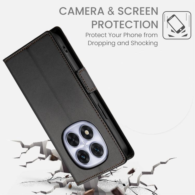 For Redmi Note 14 4G 164.84mm Side Buckle Magnetic Frosted Leather Phone Case