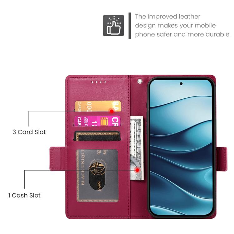 For Redmi Note 14 4G 164.84mm Side Buckle Magnetic Frosted Leather Phone Case