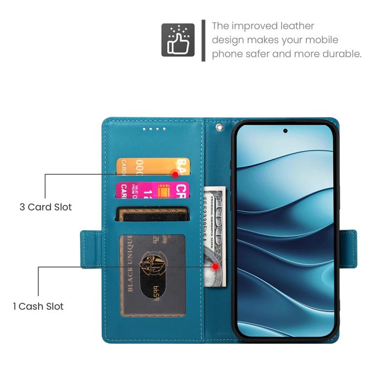 For Redmi Note 14 4G 164.84mm Side Buckle Magnetic Frosted Leather Phone Case