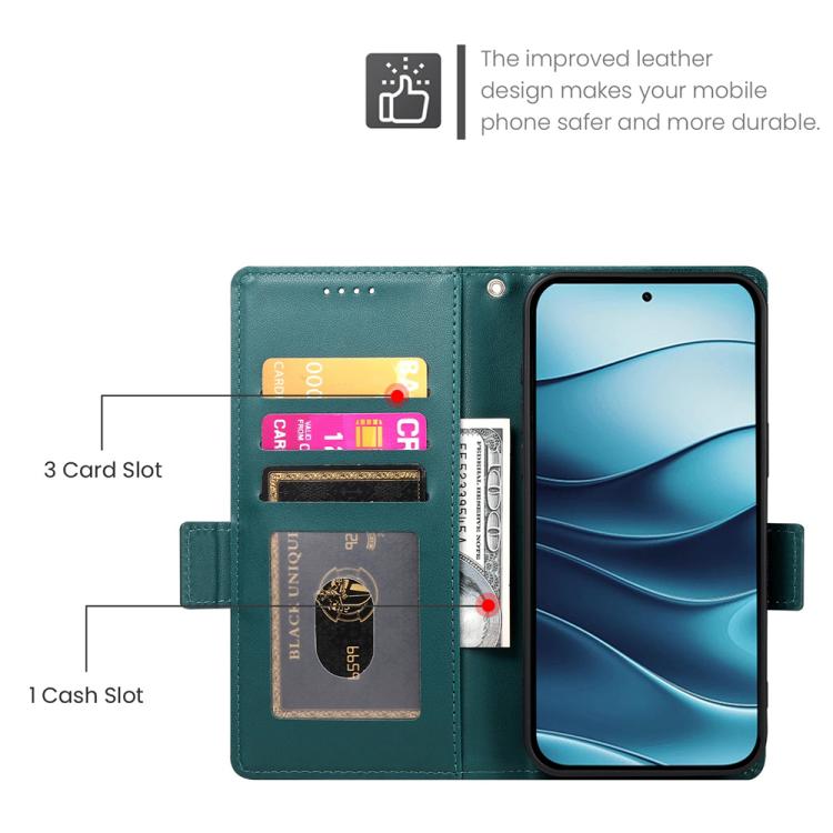 For Redmi Note 14 4G 164.84mm Side Buckle Magnetic Frosted Leather Phone Case