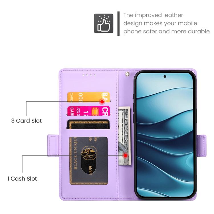 For Redmi Note 14 4G 164.84mm Side Buckle Magnetic Frosted Leather Phone Case