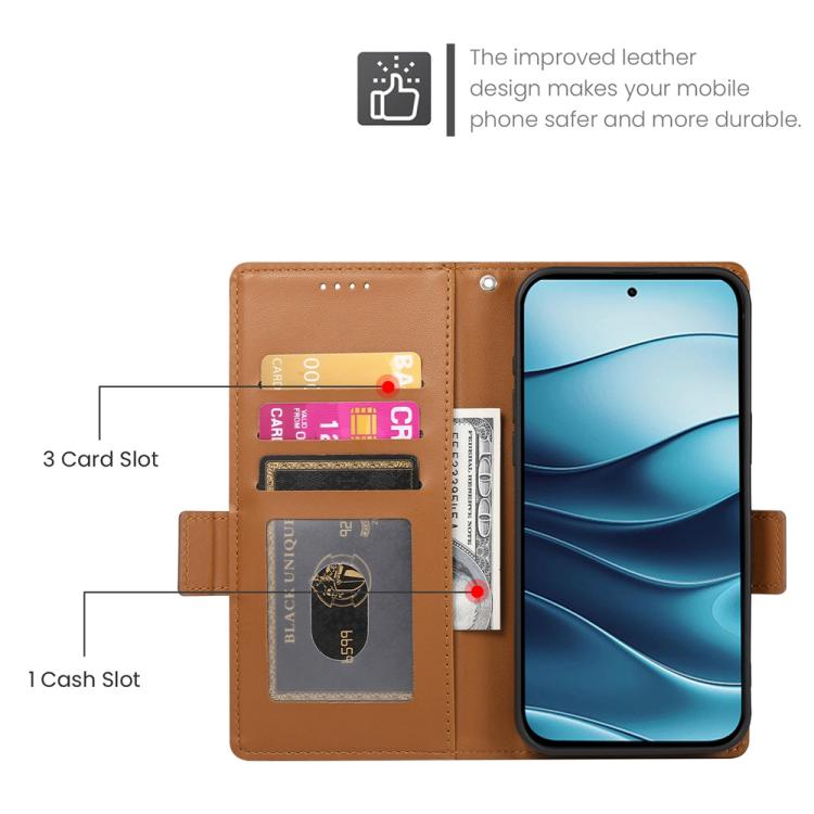 For Redmi Note 14 4G 164.84mm Side Buckle Magnetic Frosted Leather Phone Case