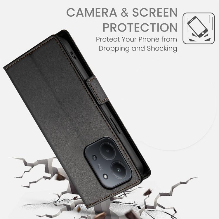 For Redmi 15C EU 173mm / Poco C85 5G Side Buckle Magnetic Frosted Leather Phone Case