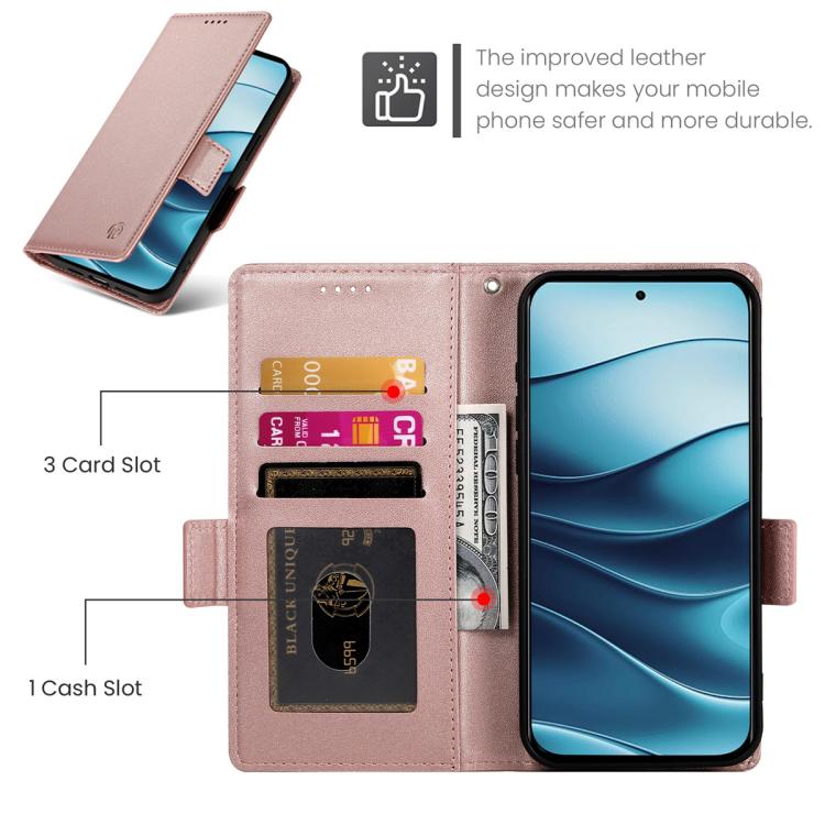 For Redmi Note 15 Pro 4G Global 163.2mm Side Buckle Magnetic Frosted Leather Phone Case