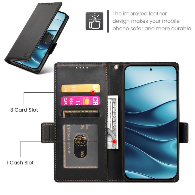 For Redmi Note 15 Pro 4G Global 163.2mm Side Buckle Magnetic Frosted Leather Phone Case